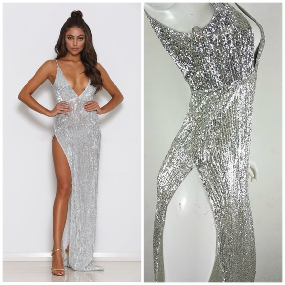 sexy silver sequin dress